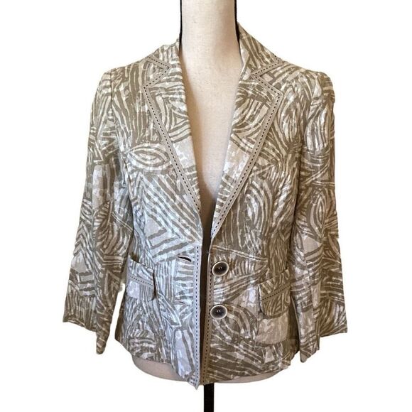 NEW Canvasbacks Linen Jungle Print Normcore Blazer Size 6 Career/Casual NWOT - Picture 2 of 15